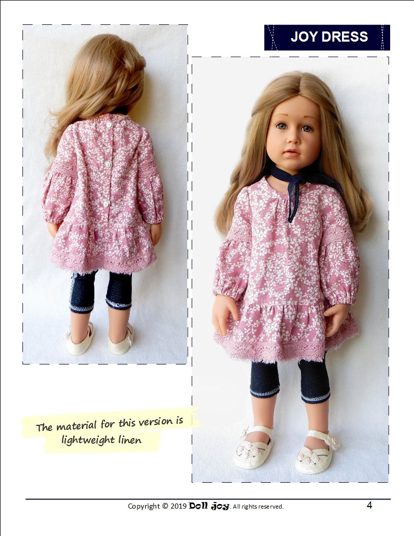 Doll Joy Gotz 19 Inch Joy Dress Pattern for 19" Gotz Dolls Pixie Faire
