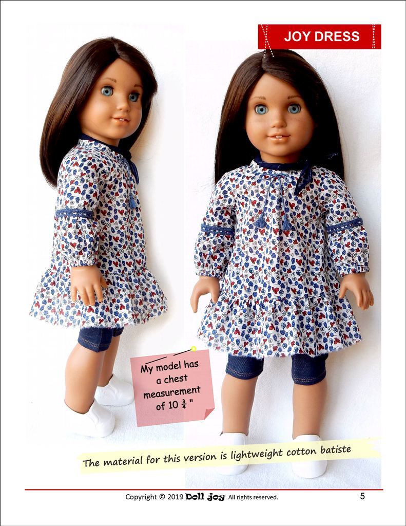 Doll Joy 18 Inch Modern Joy Dress 18" Doll Clothes Pattern Pixie Faire