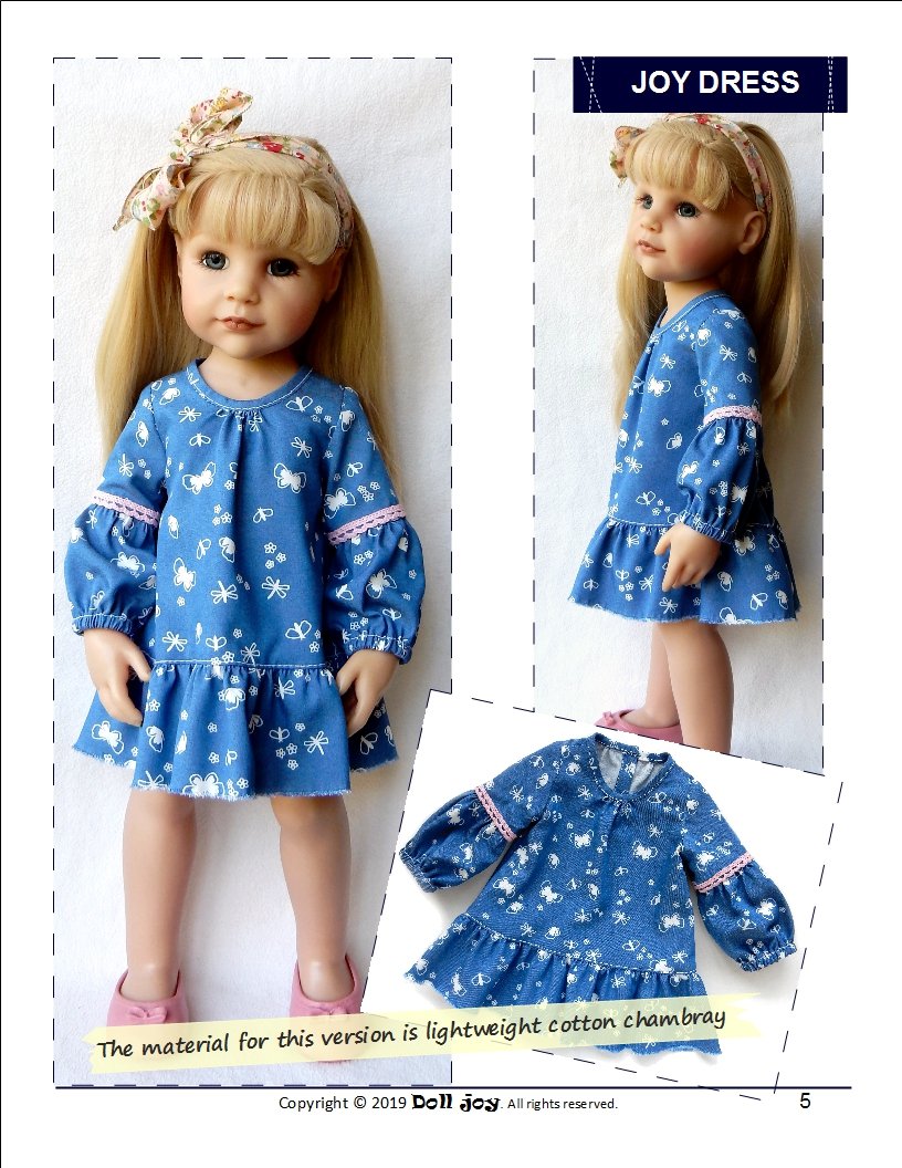 Doll Joy Gotz 19 Inch Joy Dress Pattern for 19" Gotz Dolls Pixie Faire
