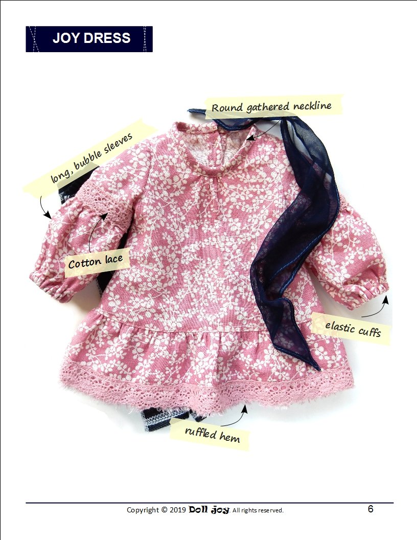Doll Joy Gotz 19 Inch Joy Dress Pattern for 19" Gotz Dolls Pixie Faire
