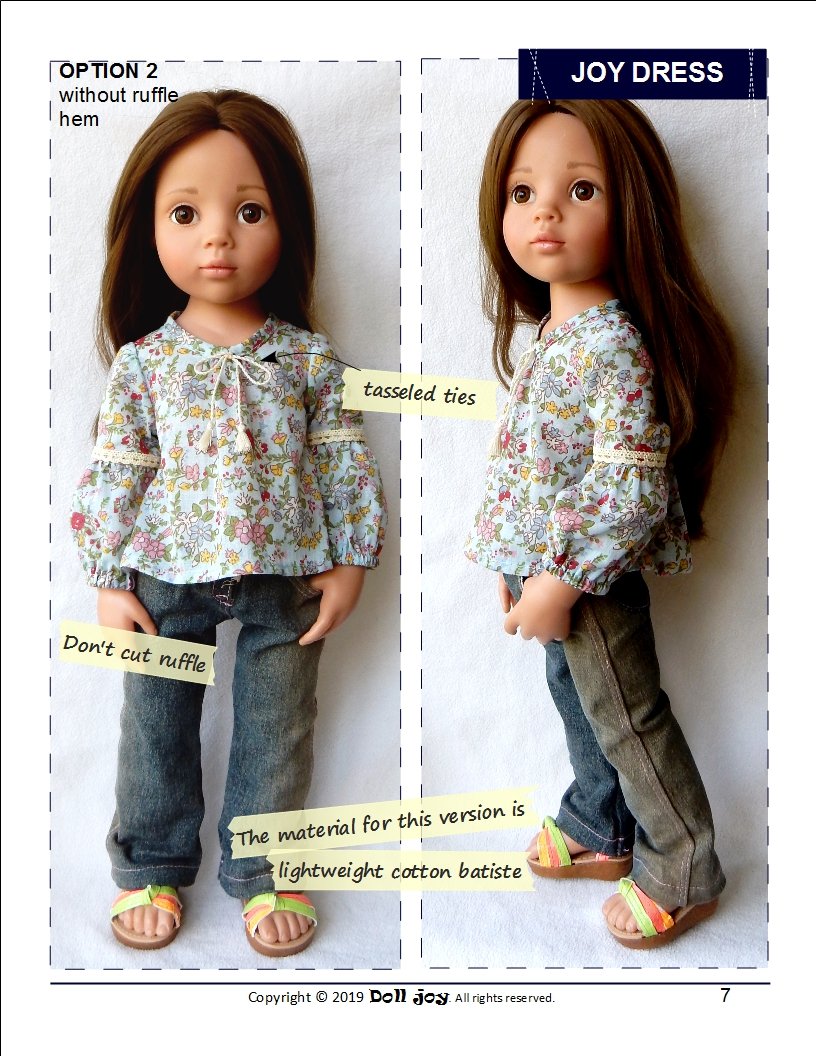 Doll Joy Gotz 19 Inch Joy Dress Pattern for 19" Gotz Dolls Pixie Faire