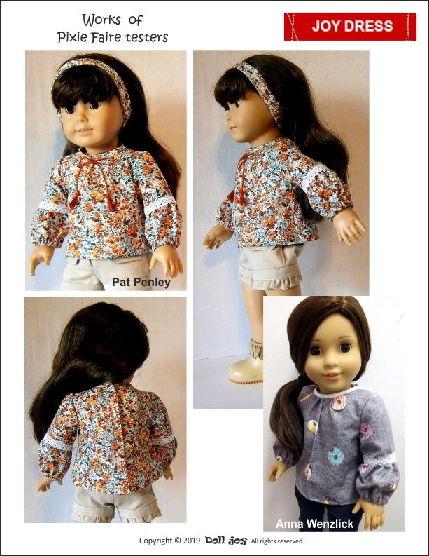 Doll Joy 18 Inch Modern Joy Dress 18" Doll Clothes Pattern Pixie Faire