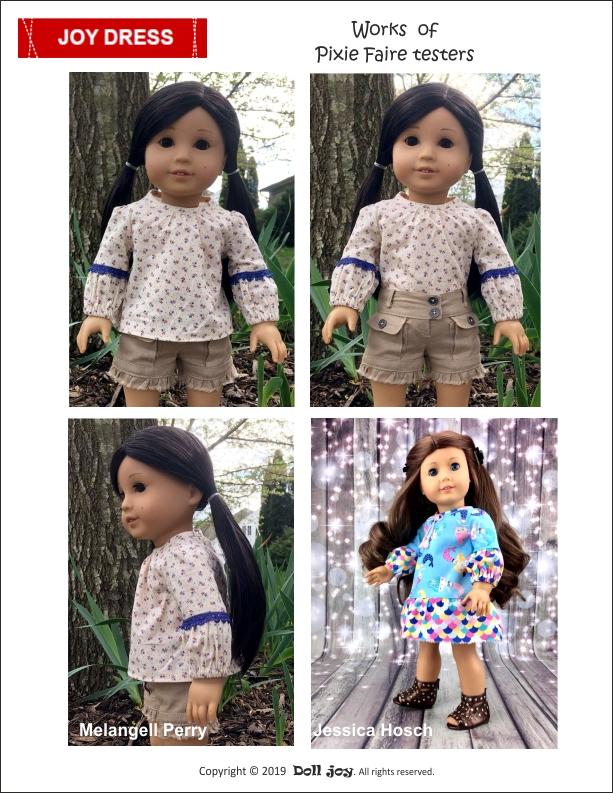 Doll Joy 18 Inch Modern Joy Dress 18" Doll Clothes Pattern Pixie Faire