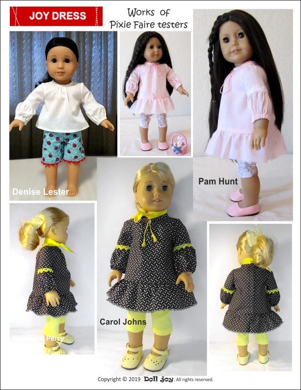Doll Joy 18 Inch Modern Joy Dress 18" Doll Clothes Pattern Pixie Faire