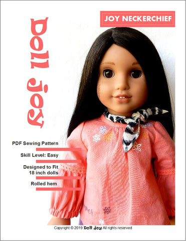 Doll Joy 18 Inch Modern FREE Joy Neckerchief 18" Doll Clothes Pattern Pixie Faire