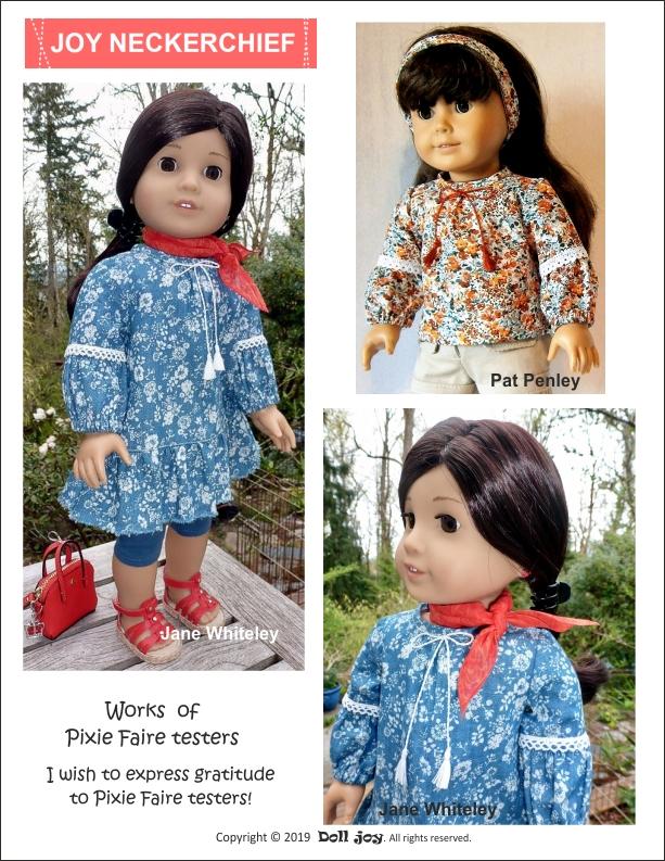 Doll Joy 18 Inch Modern FREE Joy Neckerchief 18" Doll Clothes Pattern Pixie Faire