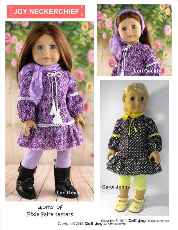 Doll Joy 18 Inch Modern FREE Joy Neckerchief 18" Doll Clothes Pattern Pixie Faire
