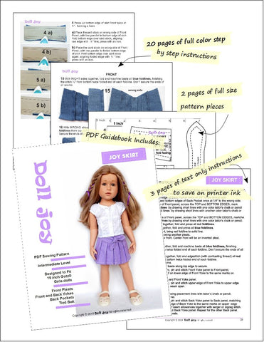 Doll Joy Gotz 19 Inch Joy Skirt Pattern for 19" Gotz Dolls Pixie Faire