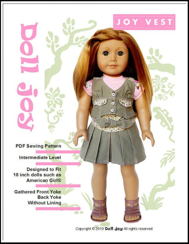 Doll Joy 18 Inch Modern Joy Vest 18" Doll Clothes Pattern Pixie Faire