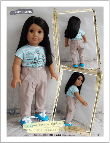 Doll Joy 18 Inch Modern Joy Jeans 18" Doll Clothes Pattern Pixie Faire