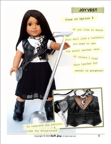 Doll Joy 18 Inch Modern Joy Vest 18" Doll Clothes Pattern Pixie Faire