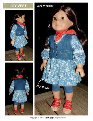 Doll Joy 18 Inch Modern Joy Vest 18" Doll Clothes Pattern Pixie Faire