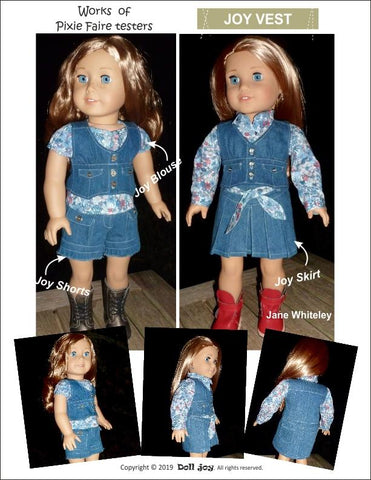 Doll Joy 18 Inch Modern Joy Vest 18" Doll Clothes Pattern Pixie Faire