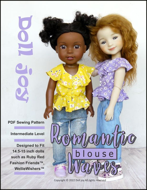 Doll Joy Ruby Red Fashion Friends Romantic Waves Blouse Pattern for 14.5-15" Dolls Pixie Faire