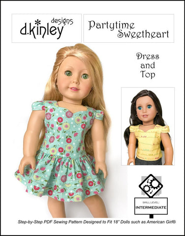 Dkinley Designs 18 Inch Modern Partytime Sweetheart Dress and Top 18" Doll Clothes Pattern Pixie Faire
