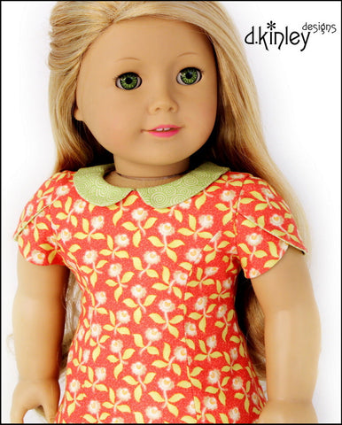 Dkinley Designs 18 Inch Modern Two Tulips Dress 18" Doll Clothes Pattern Pixie Faire