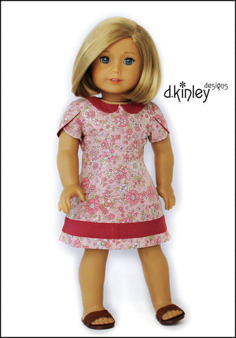 Dkinley Designs 18 Inch Modern Two Tulips Dress 18" Doll Clothes Pattern Pixie Faire