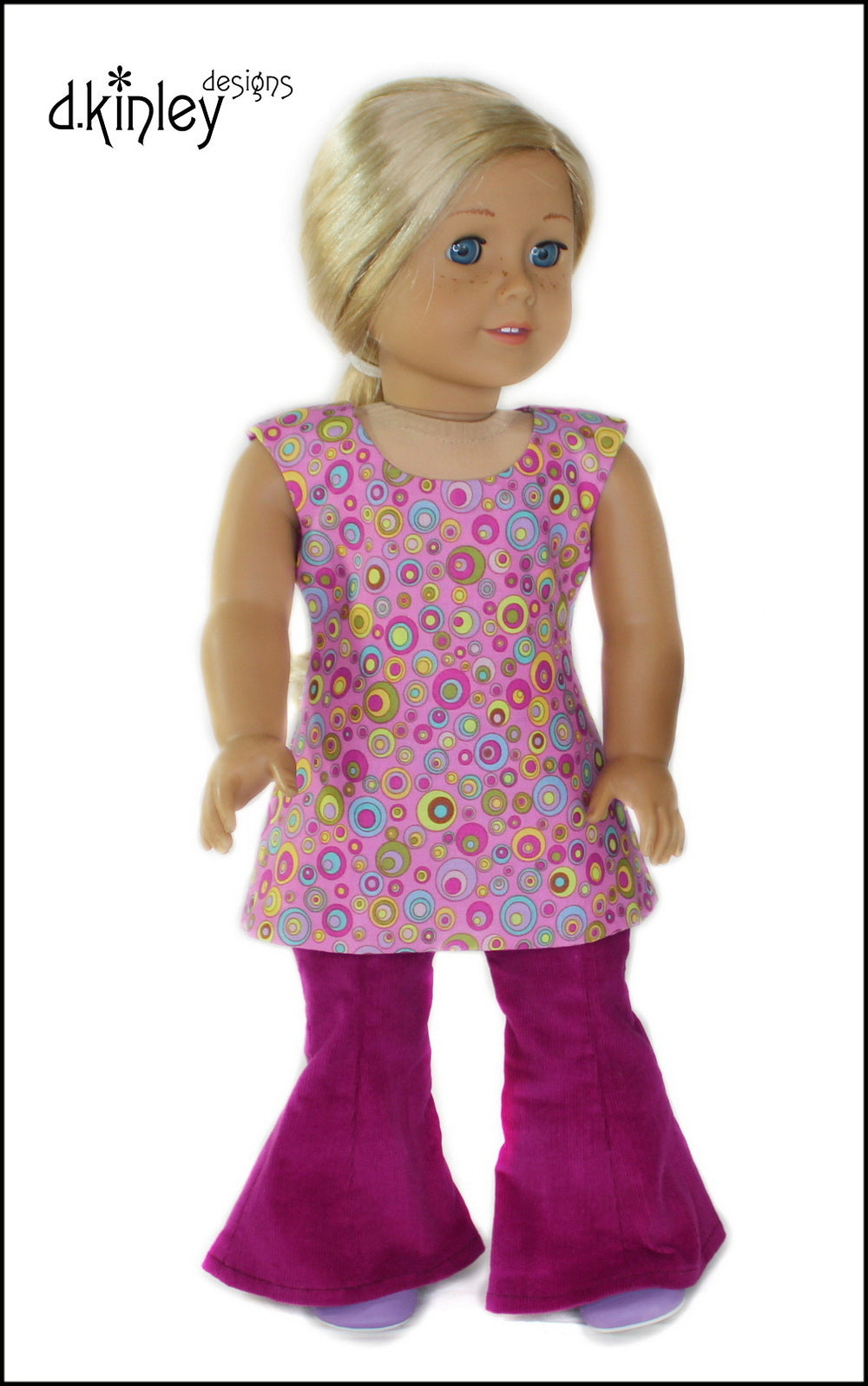 Dkinley Designs 18 Inch Modern Versatile Reversible Tunic Tops 18" Doll Clothes Pattern Pixie Faire
