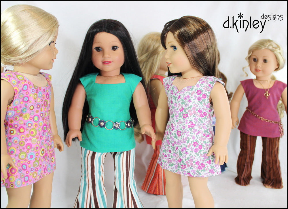 Dkinley Designs 18 Inch Modern Versatile Reversible Tunic Tops 18" Doll Clothes Pattern Pixie Faire