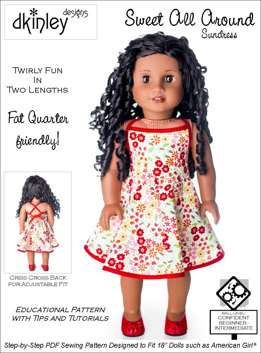Dkinley Designs 18 Inch Modern Sweet All Around Sundress 18" Doll Clothes Pattern Pixie Faire