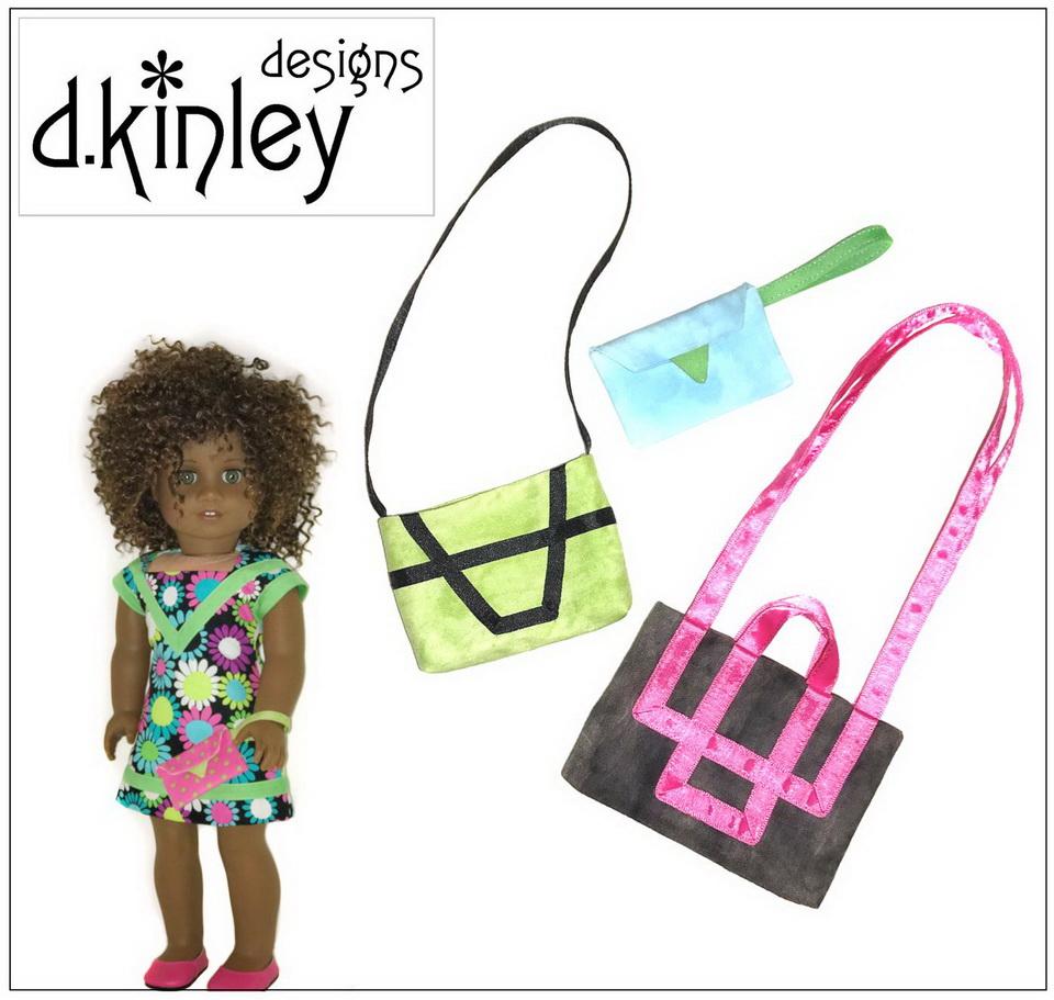 Dkinley Designs 18 Inch Modern Art Deco Bags Accessory Pattern for 14-18" Dolls Pixie Faire