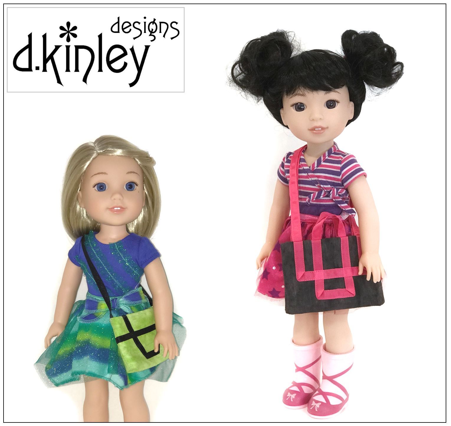 Dkinley Designs 18 Inch Modern Art Deco Bags Accessory Pattern for 14-18" Dolls Pixie Faire