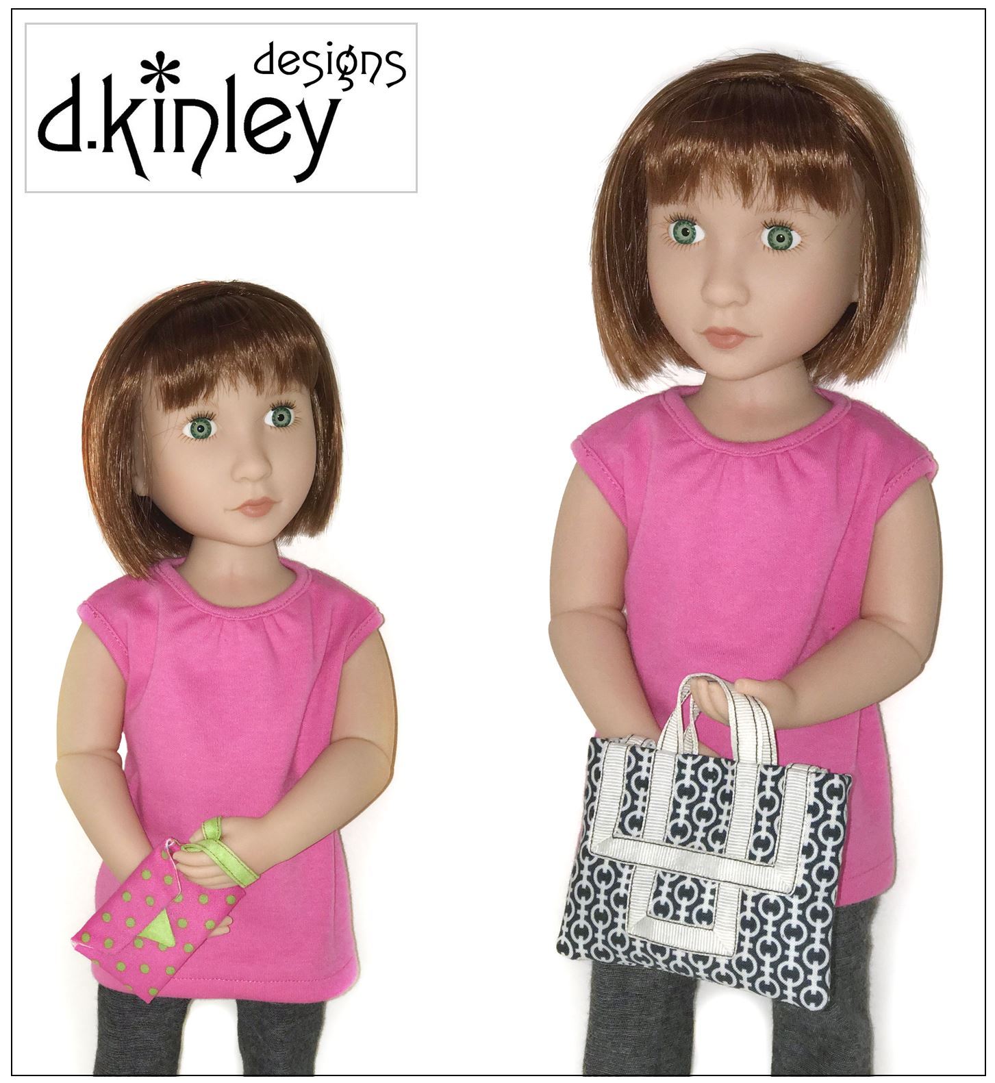 Dkinley Designs 18 Inch Modern Art Deco Bags Accessory Pattern for 14-18" Dolls Pixie Faire