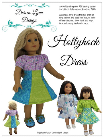 Doreen Lynn Design 18 Inch Modern Hollyhock Dress 18" Doll Clothes Pattern Pixie Faire