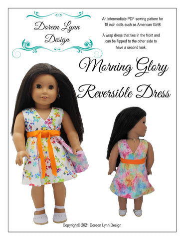 Doreen Lynn Design 18 Inch Modern Morning Glory Reversible Dress 18" Doll Clothes Pattern Pixie Faire