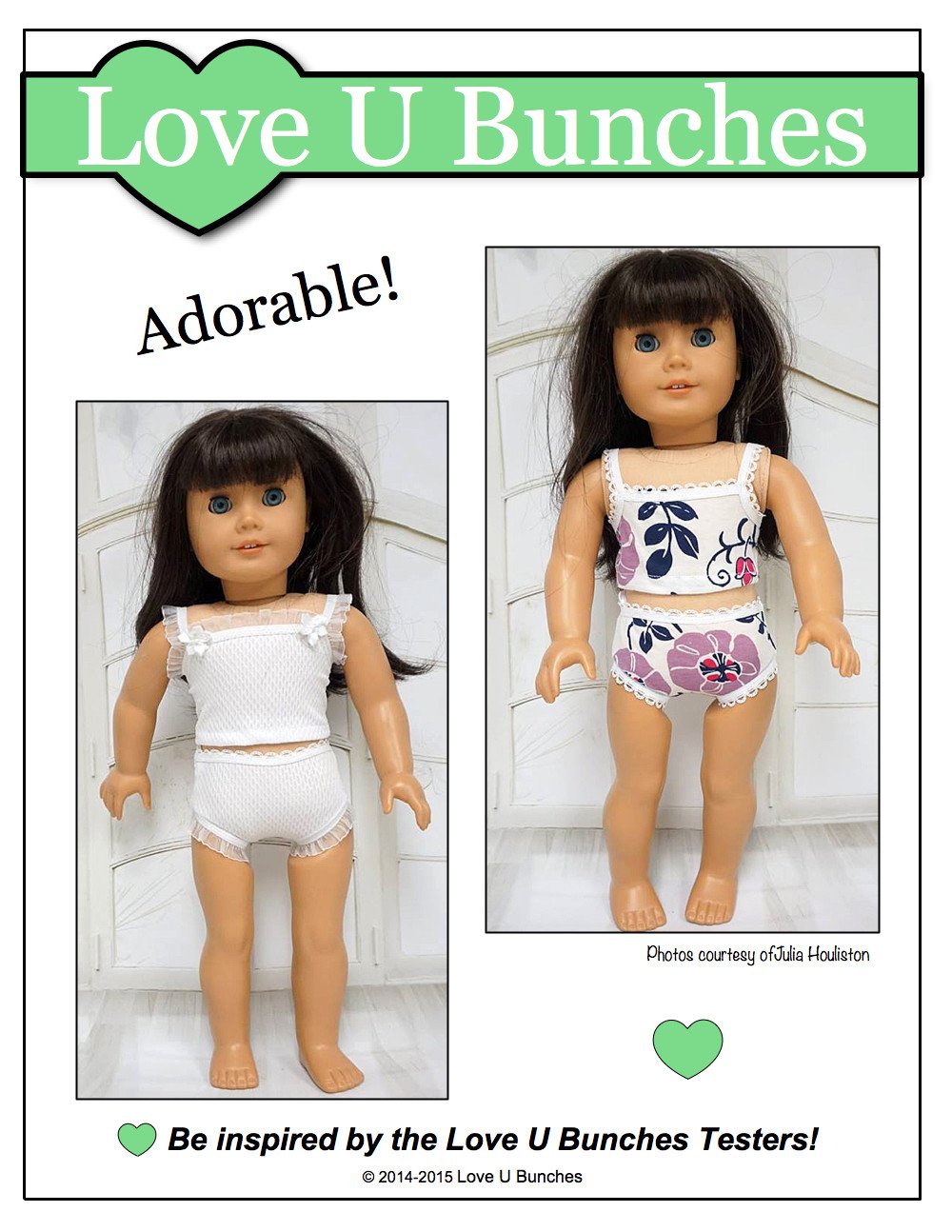 Love U Bunches 18 Inch Modern Days Of The Week Panties and Cami 18" Doll Accessories Pixie Faire