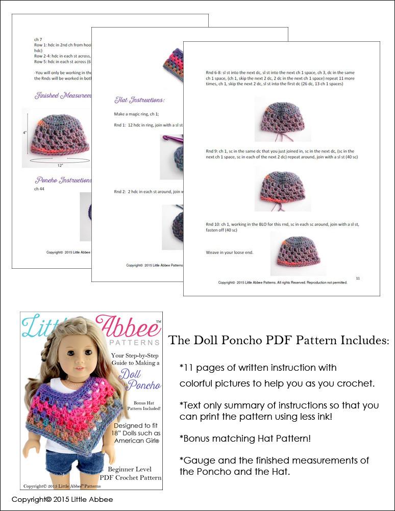 Little Abbee Crochet Doll Poncho Crochet Pattern Pixie Faire