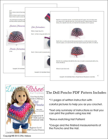 Little Abbee Crochet Doll Poncho Crochet Pattern Pixie Faire