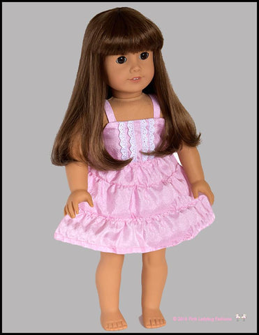 Pink Ladybug 18 Inch Modern Dainty Ruffled Dress 18" Doll Clothes Pattern Pixie Faire