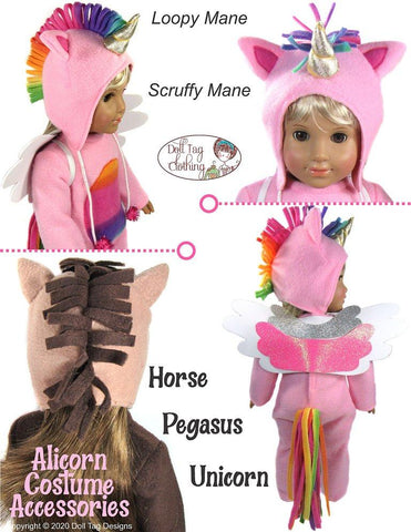 Doll Tag Clothing 18 Inch Modern Alicorn Costume Accessories 18" Doll Clothes Pattern Pixie Faire