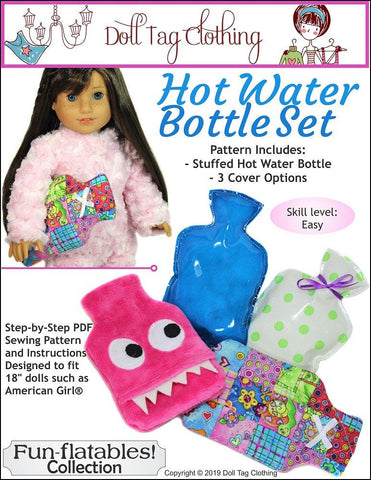 Doll Tag Clothing 18 Inch Modern Hot Water Bottle 18" Doll Accessory Pattern Pixie Faire
