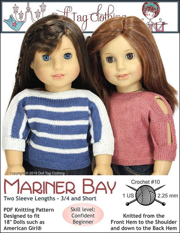 Doll Tag Clothing Knitting Mariner Bay 18" Doll Knitting Pattern Pixie Faire