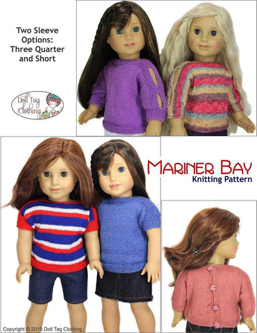 Doll Tag Clothing Knitting Mariner Bay 18" Doll Knitting Pattern Pixie Faire