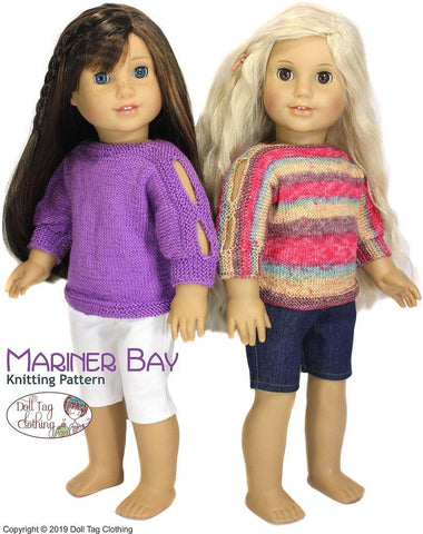 Doll Tag Clothing Knitting Mariner Bay 18" Doll Knitting Pattern Pixie Faire