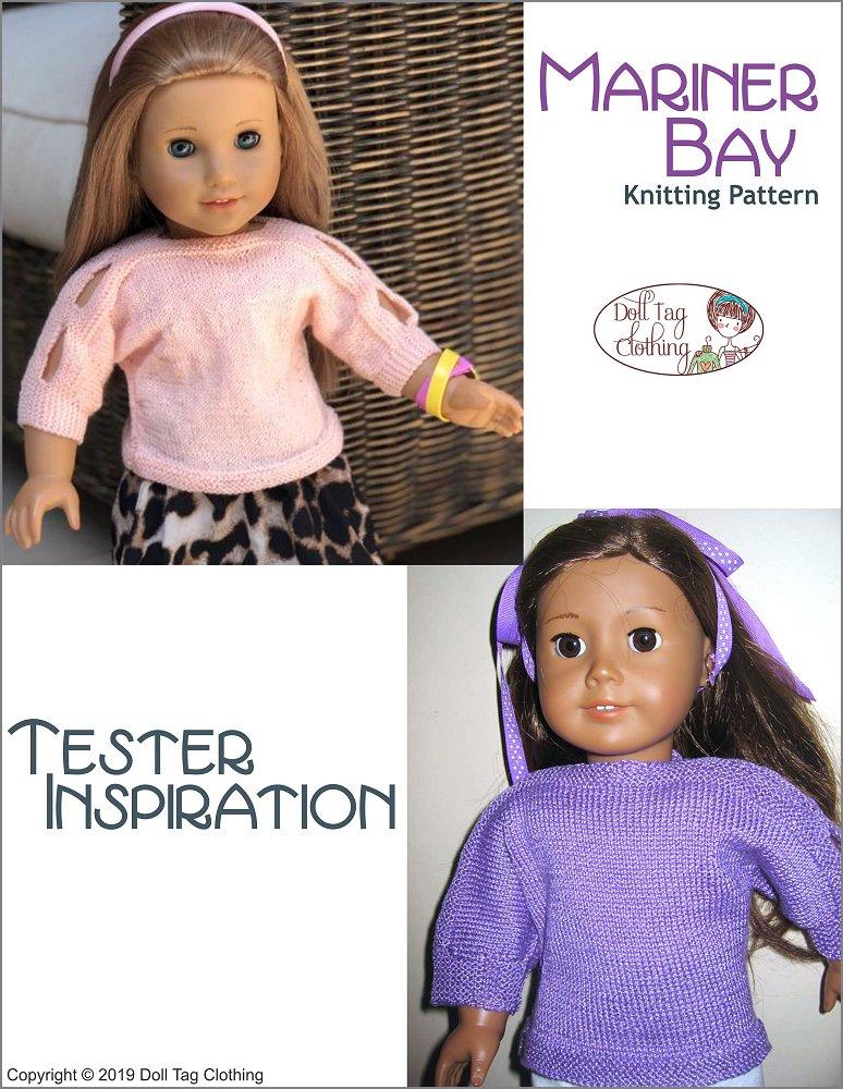 Doll Tag Clothing Knitting Mariner Bay 18" Doll Knitting Pattern Pixie Faire