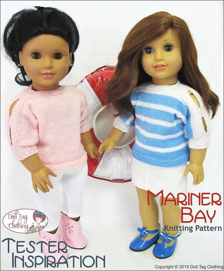 Doll Tag Clothing Knitting Mariner Bay 18" Doll Knitting Pattern Pixie Faire
