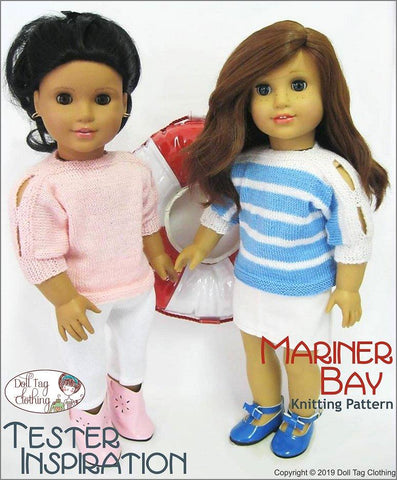 Doll Tag Clothing Knitting Mariner Bay 18" Doll Knitting Pattern Pixie Faire