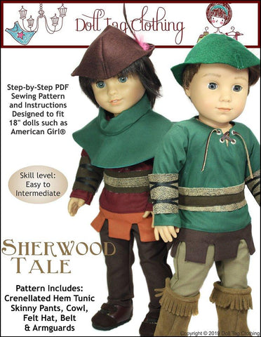 Doll Tag Clothing 18 Inch Modern Sherwood Tale 18" Doll Clothes Pattern Pixie Faire