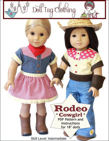 Doll Tag Clothing 18 Inch Modern Rodeo Cowgirl 18" Doll Clothes Pattern Pixie Faire