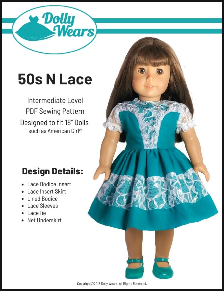 Dolly Wears 18 Inch Historical 50s N Lace 18" Doll Clothes Pattern Pixie Faire