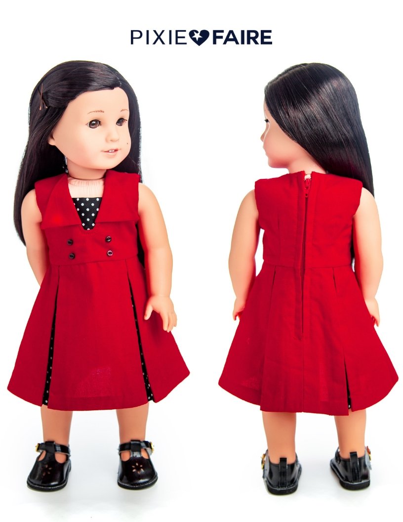 Dolly Wears 18 Inch Modern Camille Dress 18" Doll Clothes Pattern Pixie Faire