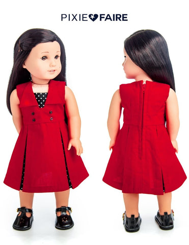 Dolly Wears 18 Inch Modern Camille Dress 18" Doll Clothes Pattern Pixie Faire