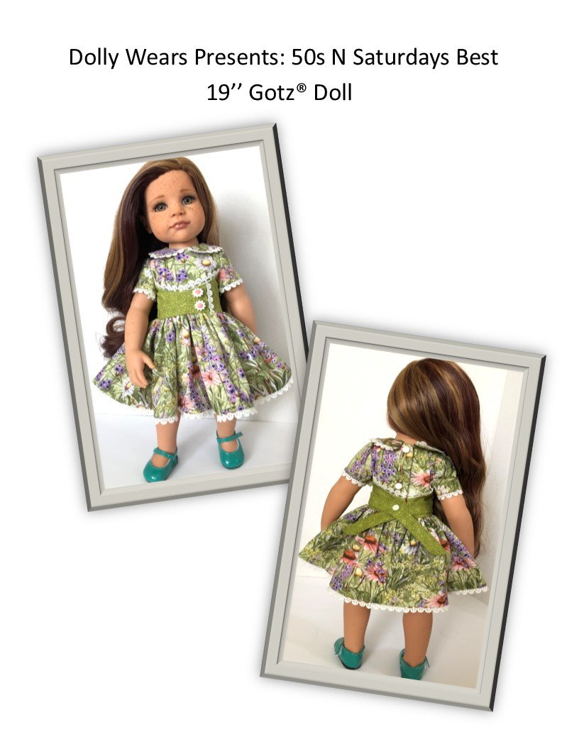 Dolly Wears Gotz 19" 50s N Saturdays Best 19" Gotz Doll Clothes Pattern Pixie Faire