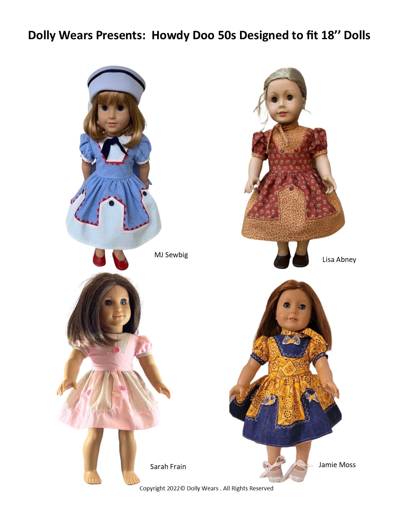 Dolly Wears 18 Inch Historical Howdy Doo 50s 18" Doll Clothes Pattern Pixie Faire