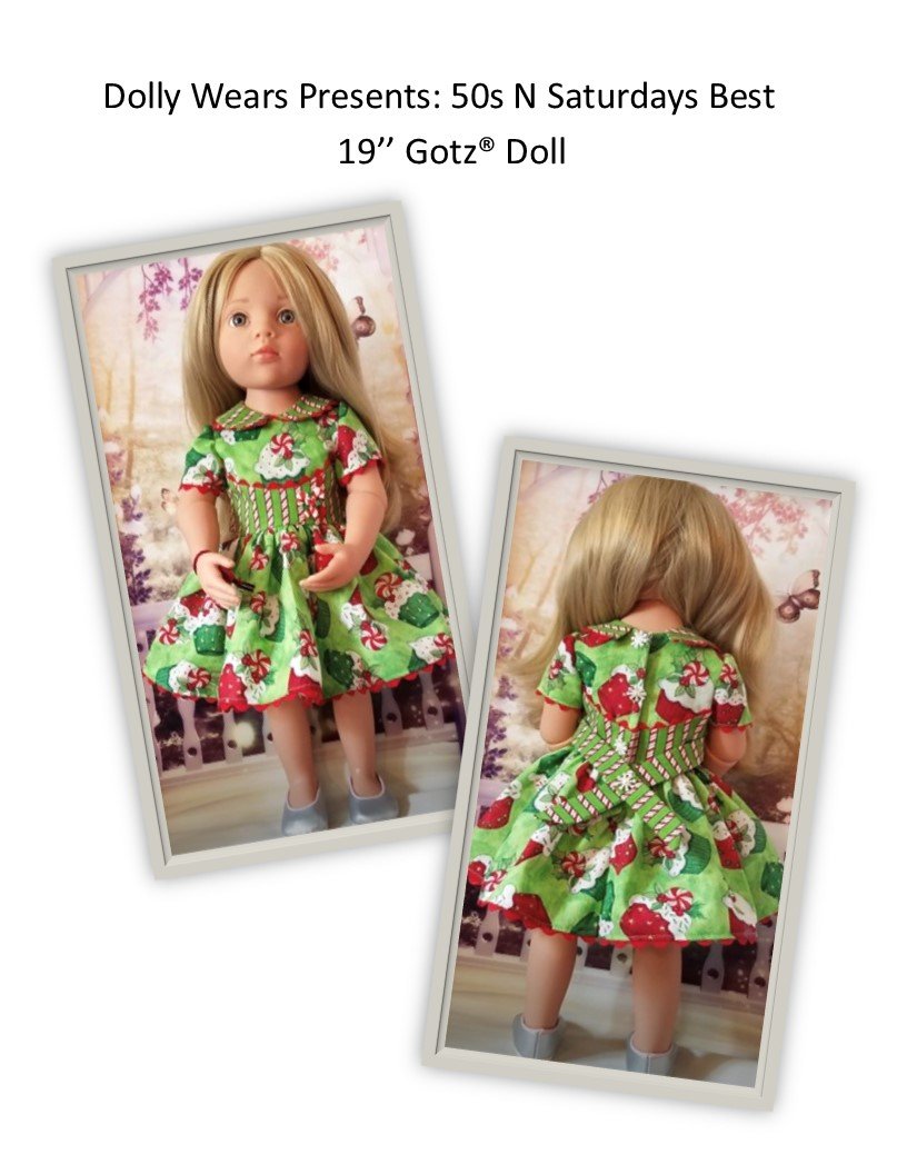 Dolly Wears Gotz 19" 50s N Saturdays Best 19" Gotz Doll Clothes Pattern Pixie Faire