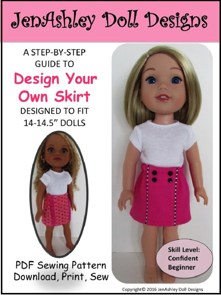 Jen Ashley Doll Designs WellieWishers Design Your Own Skirt 14-14.5" Doll Clothes Pattern Pixie Faire